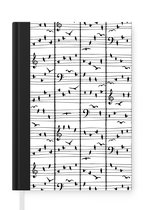 Notitieboek - Schrijfboek - Patroon - Vogel - Muziek - Notitieboekje klein - A5 formaat - Schrijfblok