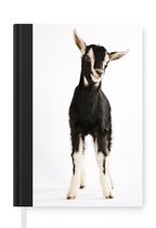 Notitieboek - Schrijfboek - Klein schattig geitje op een witte achtergrond - Notitieboekje klein - A5 formaat - Schrijfblok