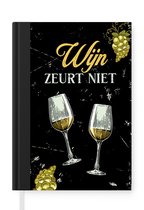 Notitieboek - Schrijfboek - Wijn - Wijnglazen - Vintage - Notitieboekje klein - A5 formaat - Schrijfblok - Cadeau voor vrouw