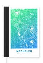 Notitieboek - Schrijfboek - Stadskaart - Mechelen - Blauw - Groen - Notitieboekje klein - A5 formaat - Schrijfblok - Plattegrond
