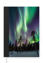 Notitieboek - Schrijfboek - Een schitterend noorderlicht boven het Zweedse Lapland - Notitieboekje klein - A5 formaat - Schrijfblok