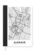 Notitieboek - Schrijfboek - Stadskaart - Alkmaar - Grijs - Wit - Notitieboekje klein - A5 formaat - Schrijfblok - Plattegrond