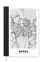 Notitieboek - Schrijfboek - Stadskaart - Breda - Grijs - Wit - Notitieboekje klein - A5 formaat - Schrijfblok - Plattegrond