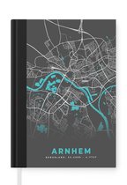 Notitieboek - Schrijfboek - Stadskaart - Arnhem - Grijs - Blauw - Notitieboekje klein - A5 formaat - Schrijfblok - Plattegrond