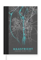 Notitieboek - Schrijfboek - Stadskaart - Maastricht - Grijs - Blauw - Notitieboekje klein - A5 formaat - Schrijfblok - Plattegrond