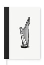 Notitieboek - Schrijfboek - Vintage - Harp - Muziek - Notitieboekje klein - A5 formaat - Schrijfblok