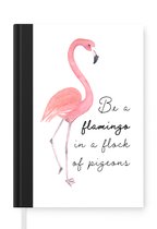Notitieboek - Schrijfboek - Roze - Flamingo - Tekening - Notitieboekje klein - A5 formaat - Schrijfblok