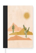 Notitieboek - Schrijfboek - Bohemian - Cactus - Zon - Pastel - Tropical - Notitieboekje klein - A5 formaat - Schrijfblok