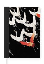 Notitieboek - Schrijfboek - Scandinavisch - Kraanvogel - Japan - Rood - Wit - Notitieboekje klein - A5 formaat - Schrijfblok