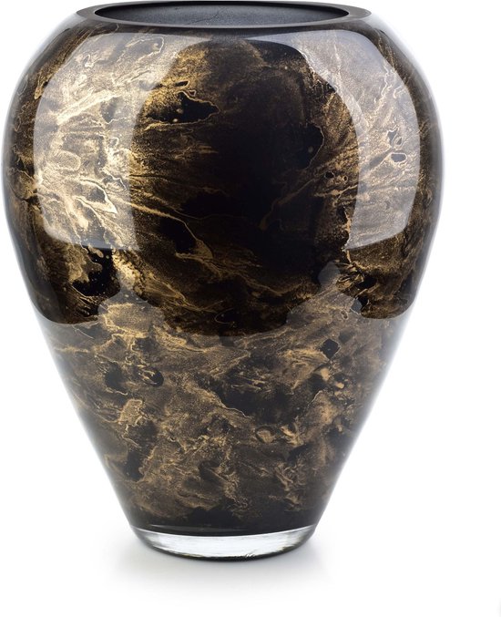 Vaas Zwart Marmer - Hoogte 33 cm