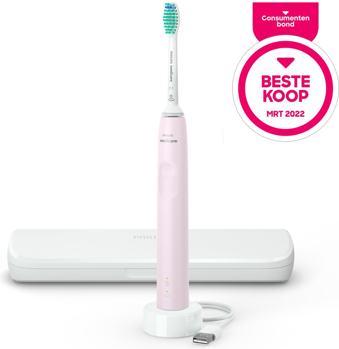Afbeelding 2 van Philips Sonicare Series 3100 - Elektrische tandenborstel - Roze - HX3673/11
