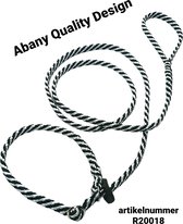 Abany quality design - 1.80 mtr zwart wit - jachtlijn - dubbele stop - retrieverlijn - gentle leader - lijn leiband met halsband - sliplijn met stop – half slip - puppylijn - vanglijn - mantrailing -  - 1R20018