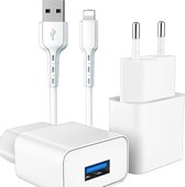 Pack de charge iPhone - Chargeur USB avec câble USB Lightning 1M pour iPhone 6/7/8/SE/SE2/SE3/X/XR/ XS/ XS MAX/11/11 Pro/11 Pro Max - Adaptateur iPhone avec câble iPhone 1 mètre