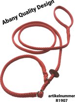 Abany quality design - 1.80 mtr rood - jachtlijn - dubbele stop - retrieverlijn - gentle leader - lijn leiband met halsband - sliplijn met stop – half slip - puppylijn - vanglijn - mantrailing - 1R1907