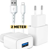 USB A Lader met Kabel 2 Meter - Geschikt voor Apple iPhone 6,7,8 Plus, SE 2020 2022 - 5 Watt - Veilig Opladen