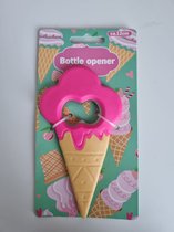 Flesopener ijsje - Bierflesje - Roze - Hoorntje - 12 cm - Zomer - Feestje