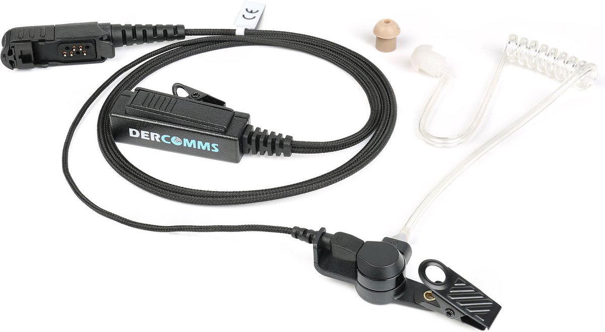DerComms® Surveillance headset voor Motorola portofoons DP2400 (E), DP2600 (E), DP3441 (E), MTP3250, XPR3300, P6620, MotoTRBO R5 met Nylon mantel