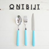 Couverts de table colorés Brio 18 pièces 6 fourchettes 6 couteaux 6 cuillères Turquoise / Azur