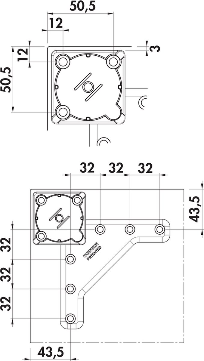 NABER QUADRA - Tafelpoot - Zwart Gepareld - Vierkant - Hoogte 1100mm