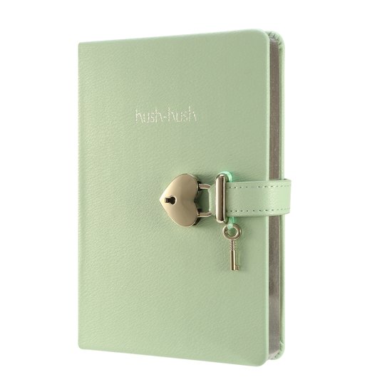 Victoria's Journals - Dagboek met Slot en Sleutel - Hush-Hush My Secret Diary w/ Heart Lock - Premium Vegan Leer Dagboek -  Hardcover - 320 Pagina's Premium Papier -  13 x 18 cm (Pastel Groen)