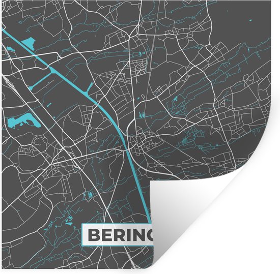 Stickers muraux - België - Beringen - Plan de la ville - Carte - Blauw - Carte - 80x80 cm - Film adhésif