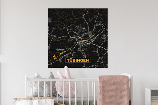 Stickers muraux - Or - Allemagne - Carte - Or - Plan de la ville - Carte - Tübingen - 80x80 cm - Feuille adhésive