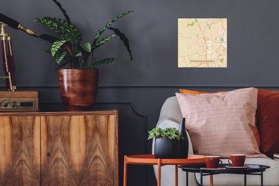 Muurstickers - Sticker Folie - Prinsenbeek - Plattegrond - Kaart - Stadskaart - Vintage - 30x30 cm - Plakfolie - Muurstickers Kinderkamer - Zelfklevend Behang - Zelfklevend behangpapier - Stickerfolie