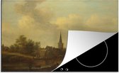 KitchenYeah® Inductie beschermer 78x52 cm - Rivierlandschap met vee - Schilderij van Jan van Goyen - Kookplaataccessoires - Afdekplaat voor kookplaat - Inductiebeschermer - Inductiemat - Inductieplaat mat