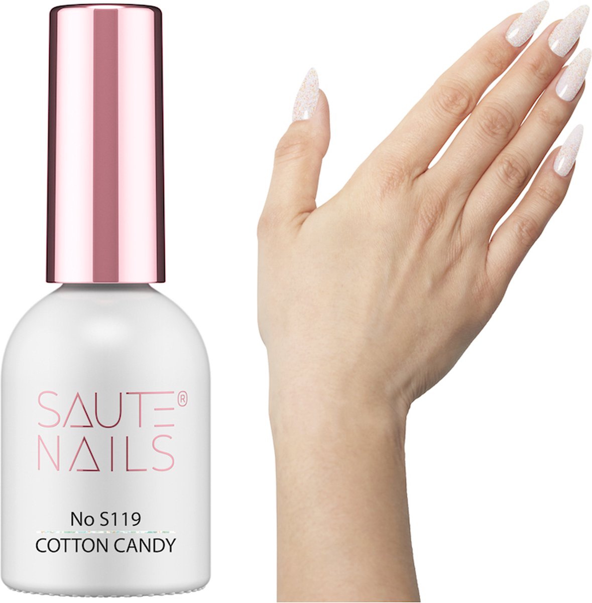 SAUTE Nails LichtRoze Glitter UV LED Gellak 8ml. - S119 Cotton Candy
