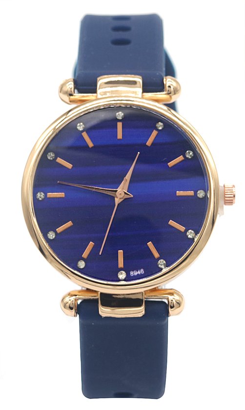 Horloge - Kast 35 mm - Band Rubber - Blauw