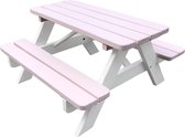 SenS-Line - Kindertafel Minnie Roze/Wit - Picknicktafel Voor buiten - L 90 x B 90 x H 55 cm - FSC 100 % Grenenhout