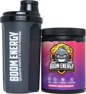 Boom Energy Framboos & Zwarte bes met shaker - Gaming fuel - Suiker Vrij - Gaming Drink - Pre workout - Energydrink - 50 servings