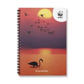 MOYU Ringband A5 - Hardcover - WWF Flamingo - Uitwisbaar Notitieboek - Duurzaam Steenpapier