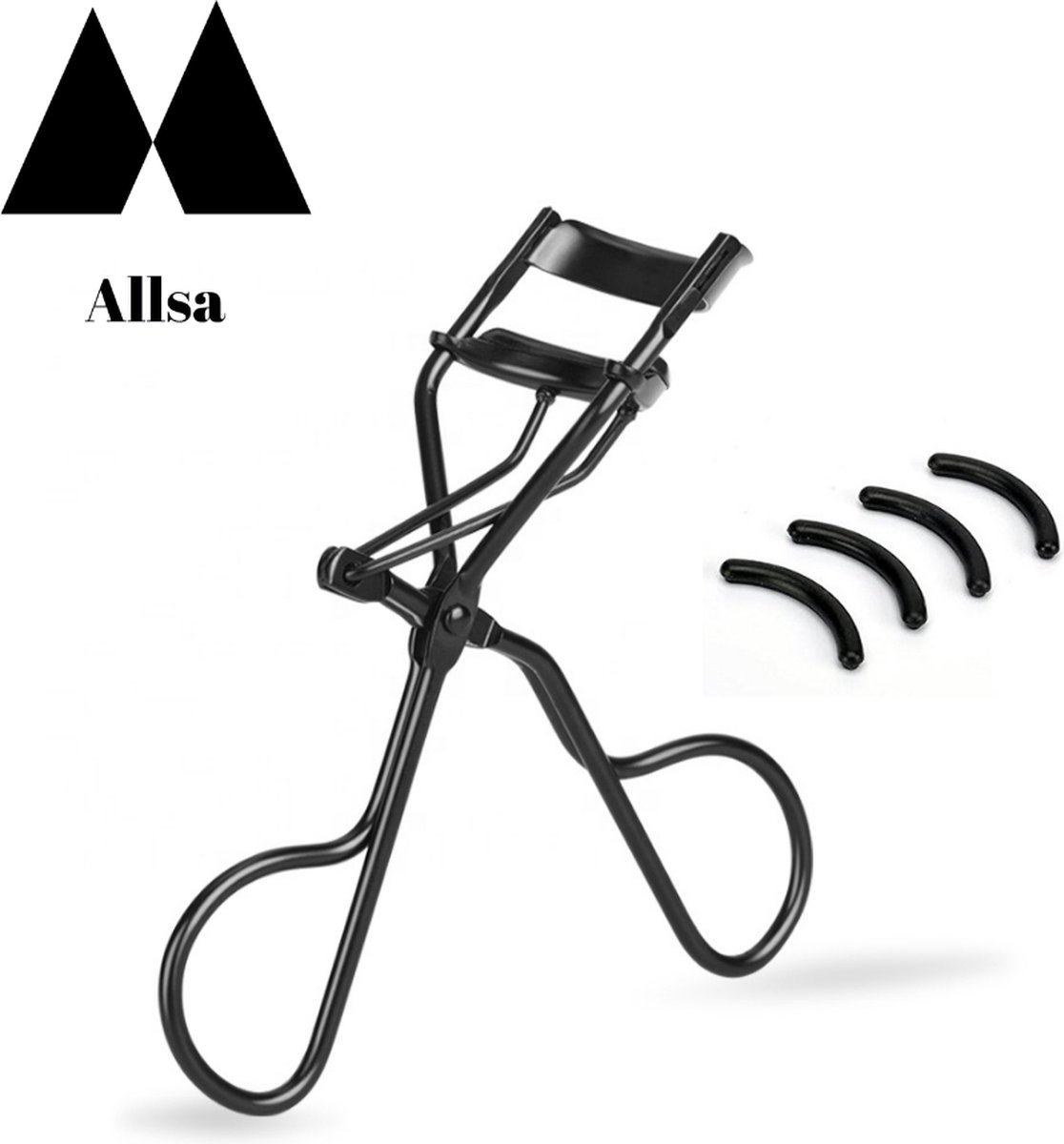 Allsa - Wimperkruller Mat Zwart - Inclusief 4 Siliconen Pads - Wimperlifting - All Black