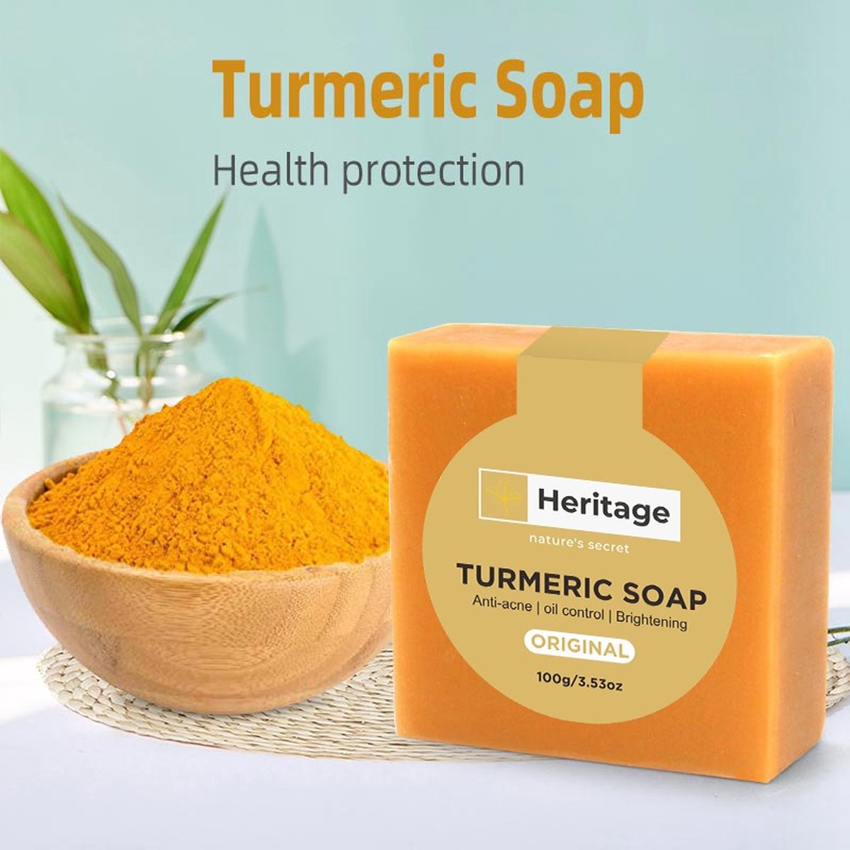 Original Tumeric zeep tegen acne & pigment. Organic (Geschikt voor gezicht & acne op de rug)