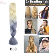 Haar extensions 60cm (#B50) | Haar Vlechten Extensions Voor Gehaakte Twist Vlechten Haar, Vlecht Pre Uitgerekt Vlechten Haar | vlechthaar blond - Synthetisch haar | Vlechtharen 2 pakken x 60cm per stuk