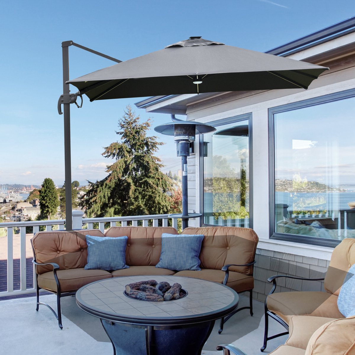 Zweefparasol Challenger T2 premium 350x260cm (Champagne