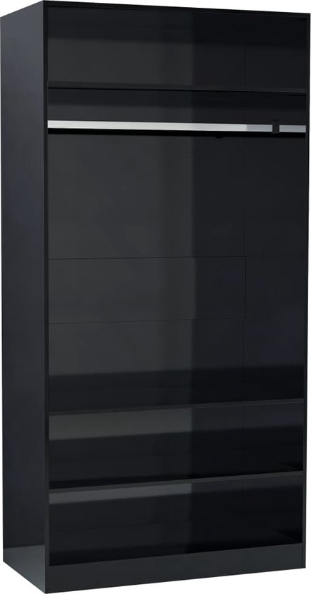 vidaXL Armoire 100x50x200 cm aggloméré brillant noir | bol.com