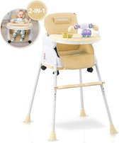 Twinky® Kinderstoel – 2-in-1 Kinderwagen Set – Bruin – Inklapbare Eetstoel & Baby Wagentje en Babystoel Voor Aan Tafel  –  Kinderzetel, Peuterstoeltje en Meegroeistoel  in 1
