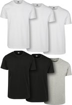 Urban Classics - Basic 6-Pack Heren T-shirt - 3XL - Multicolours/Grijs