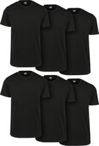 Urban Classics - Basic 6-Pack Heren T-shirt - 3XL - Zwart