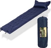 Tapis de couchage Springos | Autogonflant | 193 cm | Y compris couverture et oreiller | Bleu marine