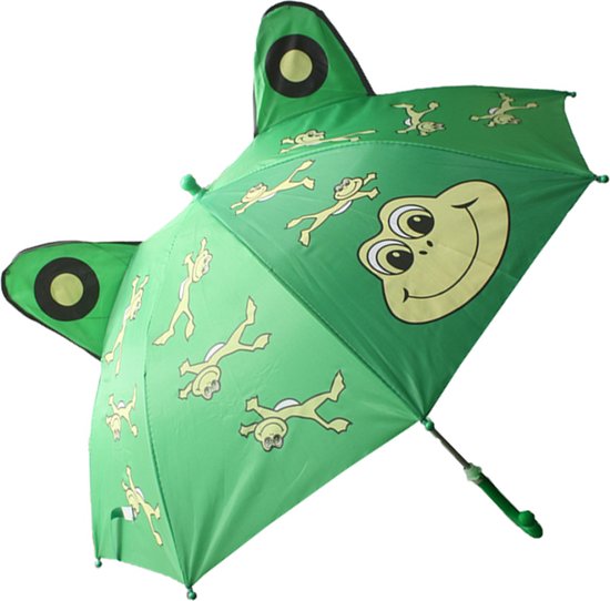 Kinderparaplu - groene kikker - opent automatisch - paraplu voor kinderen - funcadeau schoencadeautje
