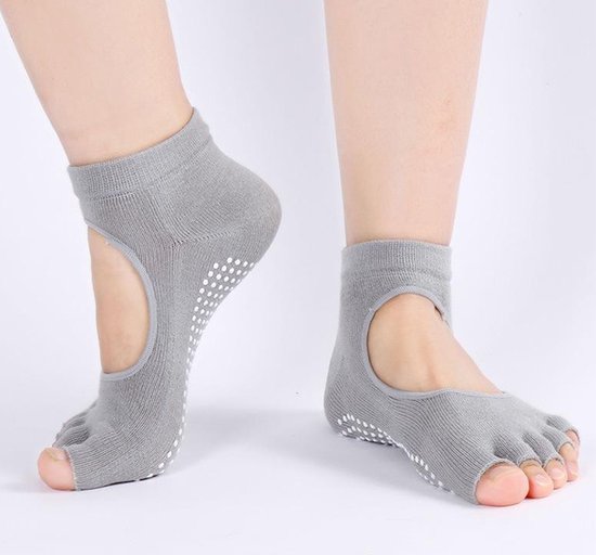 Yoga Sokken Met Anti Slip Onderkant I Antislip Sokken I Pilates Sokken I Maat 36-40 I Grijs