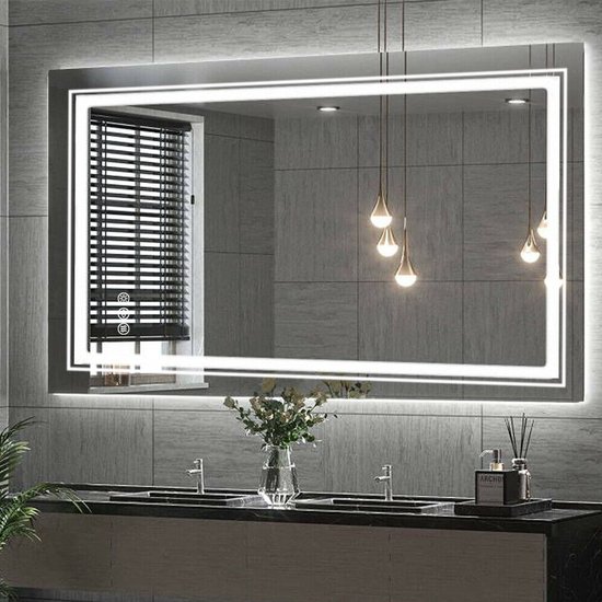 Badkamerspiegel BWS Salt 80x60 cm Op Houten Paneel