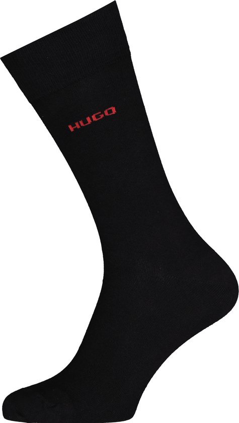 HUGO logo sokken (2-pack) - herensokken katoen - zwart - Maat: