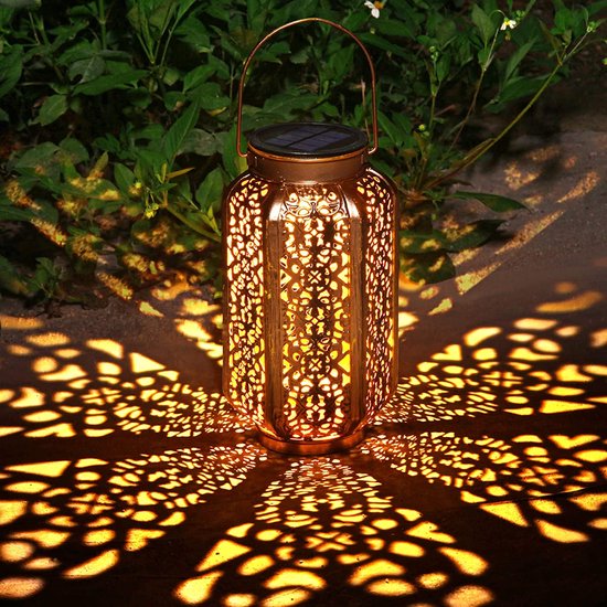 Su La Mer - Lanterne Solar LED - Eclairage Solar Jardin - Bronze - Design Oriental - Forme Elliptique - Etanche - Avec Capteur Jour/Nuit - Eclairage Jardin - Capteur - LED - Solar