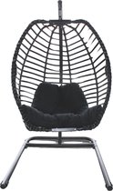 Pochon Home - Egg Hangstoel met Standaard - Ergonomisch - Zwart - Incl. Kussen - Egg Chair Binnen en Buiten