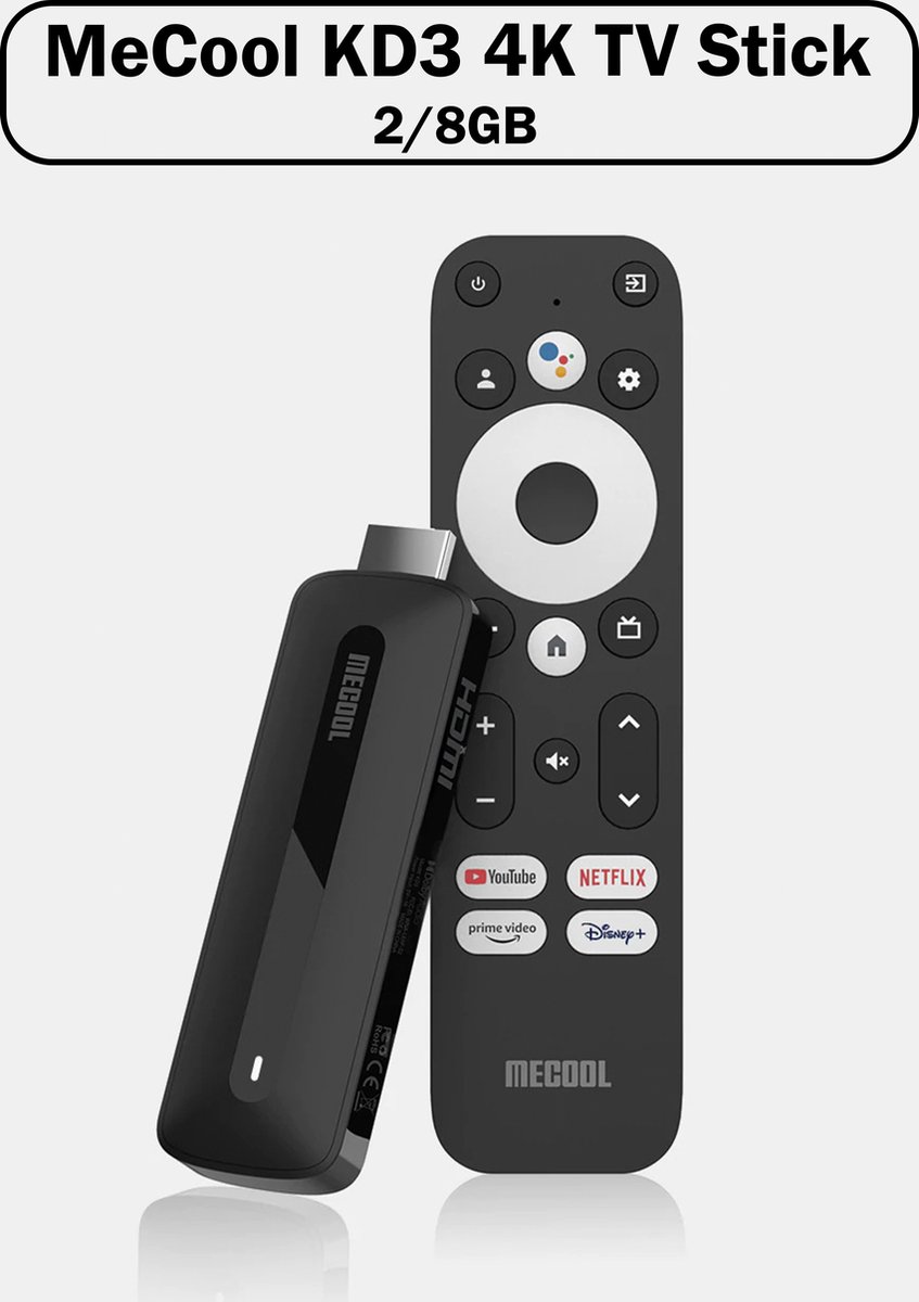 MeCool KD3 4K Android 11 TV Stick - Netflix, Viaplay, Disney+, Videoland,  Amazon... | bol.com