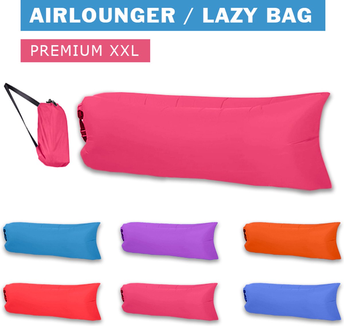 Premium Air Lounger - Luchtzak - Ligzak - Opblaasbare Zitzak - Lucht Zitzak - Air Lounger - XXL - Roze